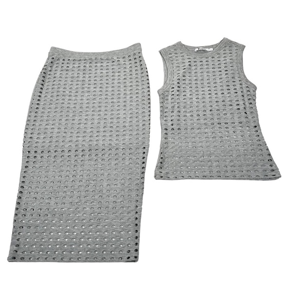 T by ALEXANDER WANG Netted Eyelet Jersey Skirt + Tank Matching Set - Picture 8 of 13